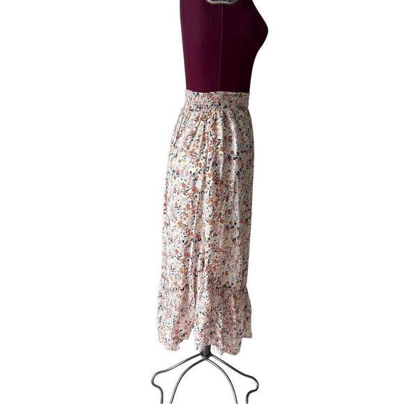 Free People Midi Skirt Ditsy Floral size XS Multicolor Boho Pull On Ruffles - Picture 12 of 12
